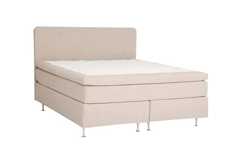 Dolly Komplett Sängpaket – Kontinentalsäng 160x200 cm i Tyg med Sänggavel + Bäddmadrass med Fasthetsgrad Medium - Beige - Möbler - Säng - Kontinentalsäng