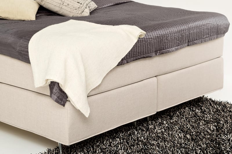 Dolly Komplett Sängpaket – Kontinentalsäng 160x200 cm i Tyg med Sänggavel + Bäddmadrass med Fasthetsgrad Medium - Beige - Möbler - Säng - Kontinentalsäng