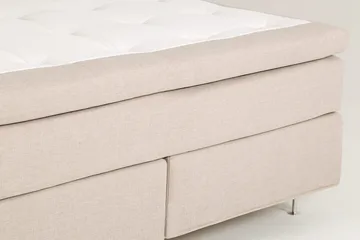 Dolly Komplett Sängpaket – Kontinentalsäng 160x200 cm i Tyg med Sänggavel + Bäddmadrass med Fasthetsgrad Medium - Beige - Möbler - Säng - Kontinentalsäng