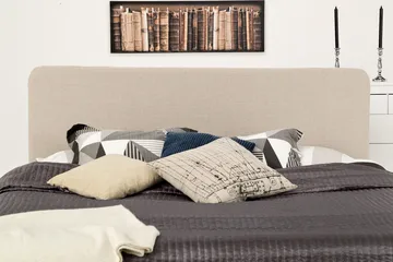 Dolly Komplett Sängpaket – Kontinentalsäng 160x200 cm i Tyg med Sänggavel + Bäddmadrass med Fasthetsgrad Medium - Beige - Möbler - Säng - Kontinentalsäng