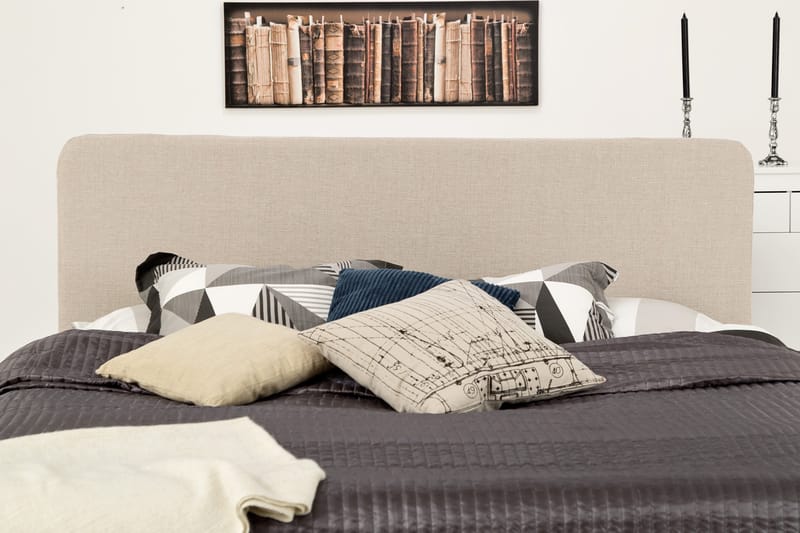 Dolly Komplett Sängpaket – Kontinentalsäng 160x200 cm i Tyg med Sänggavel + Bäddmadrass med Fasthetsgrad Medium - Beige - Möbler - Säng - Kontinentalsäng