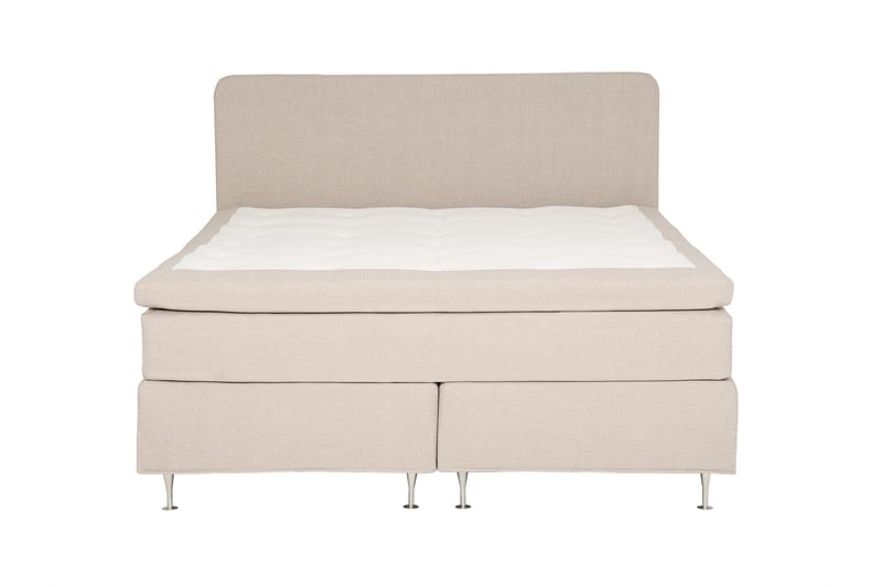 Dolly Komplett Sängpaket – Kontinentalsäng 160x200 cm i Tyg med Sänggavel + Bäddmadrass med Fasthetsgrad Medium, Beige