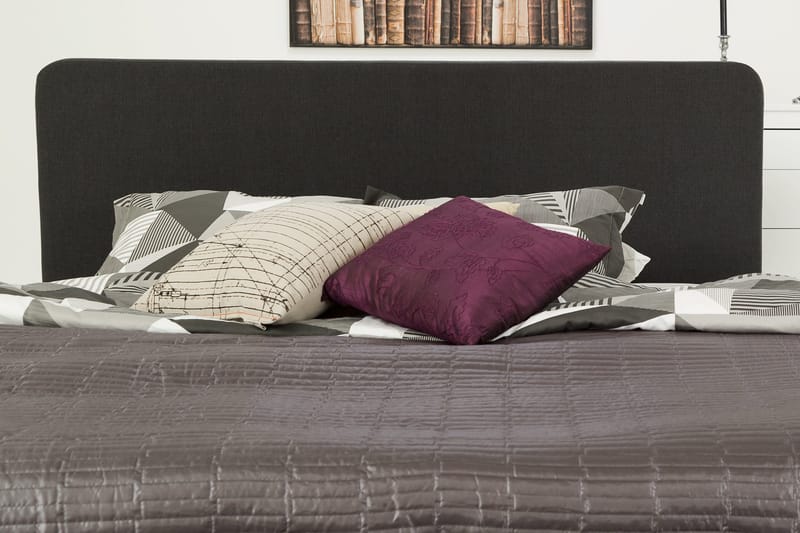 Dolly Komplett Sängpaket – Kontinentalsäng 160x200 cm i Tyg med Sänggavel + Bäddmadrass med Fasthetsgrad Medium - Grå - Möbler - Säng - Kontinentalsäng
