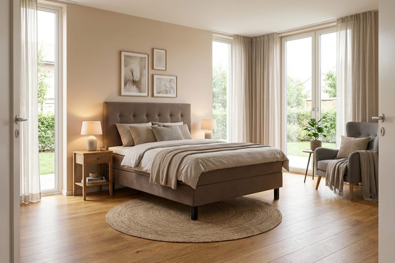 Dream Komplett Sängpaket 120x200 cm Knappar - Brun - Möbler - Säng - Kontinentalsäng