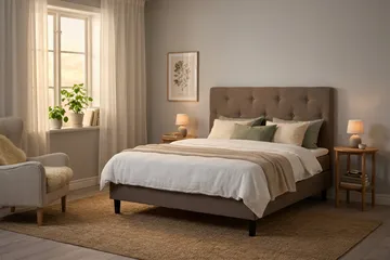 Dream Komplett Sängpaket 150x200 cm Assymetriska knappar - Brun - Möbler - Säng - Komplett sängpaket