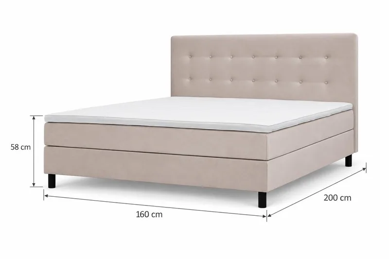 Dream Komplett Sängpaket 160x200 cm Knappar - Beige - Möbler - Säng - Komplett sängpaket