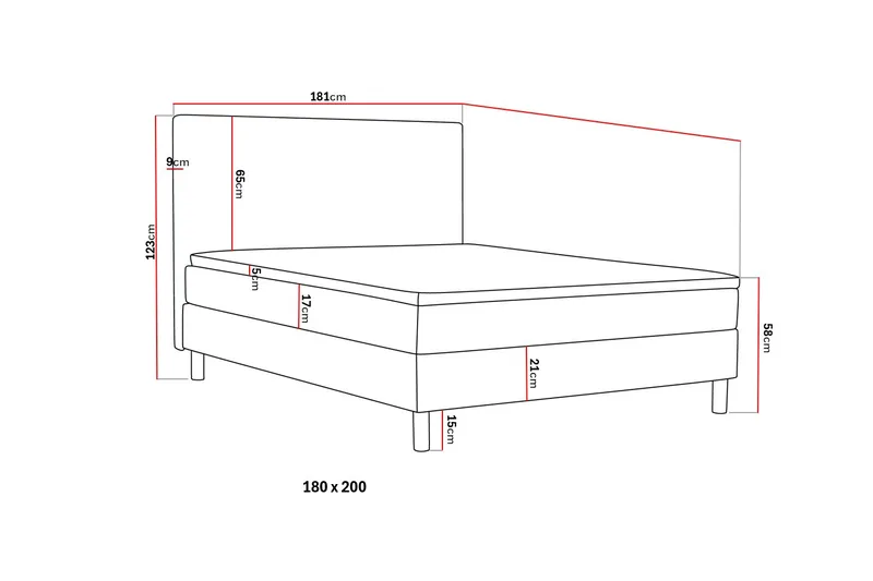Dream Komplett Sängpaket 180x200 cm Slät Sänggavel - Mörkgrå - Möbler - Säng - Kontinentalsäng