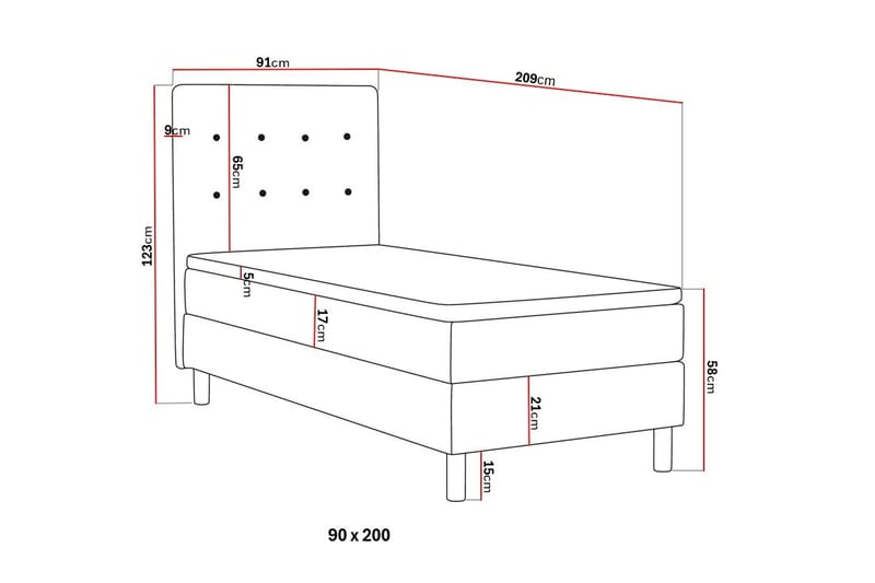 Dream Komplett Sängpaket 90x200 cm Knappar - Beige - Möbler - Säng - Komplett sängpaket