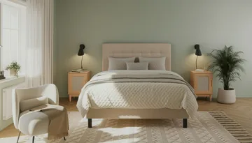 Dream Komplett Sängpaket med Knappad Sänggavel och Bäddmadrass – Kontinentalsäng 120x200 cm i Tyg med Fasthetsgrad Medium - Beige - Möbler - Säng - Komplett sängpaket