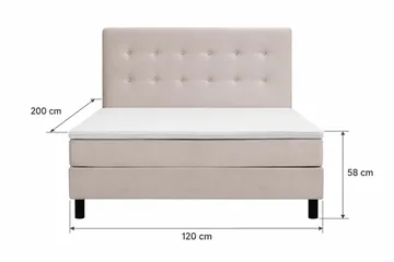 Dream Komplett Sängpaket med Knappad Sänggavel och Bäddmadrass – Kontinentalsäng 120x200 cm i Tyg med Fasthetsgrad Medium - Beige - Möbler - Säng - Komplett sängpaket