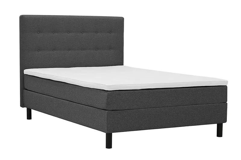Dream Komplett Sängpaket med Sänggavel och Bäddmadrass – Kontinentalsäng 120x200 cm i Tyg med Fasthetsgrad Medium - Mörkgrå - Möbler - Säng - Komplett sängpaket