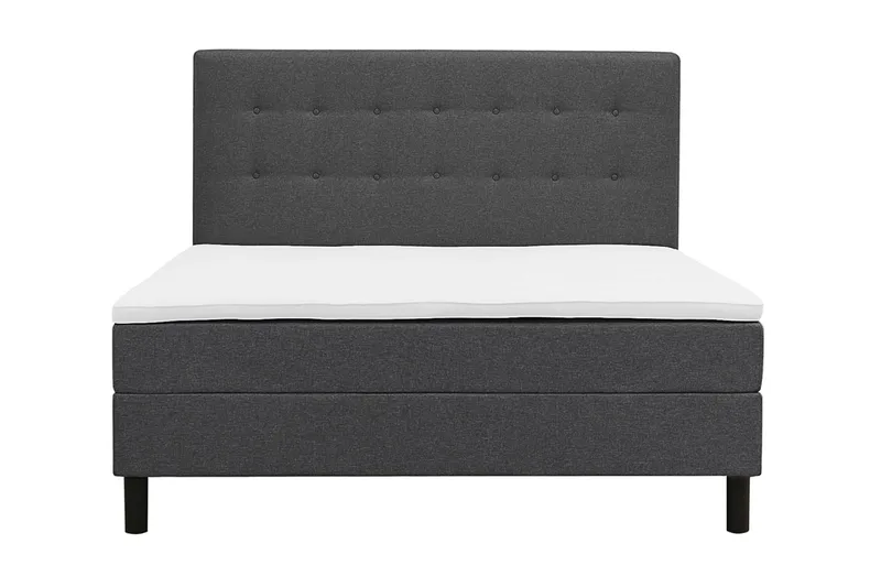 Dream Komplett Sängpaket med Sänggavel och Bäddmadrass – Kontinentalsäng 160x200 cm i Tyg med Fasthetsgrad Medium, Mörkgrå