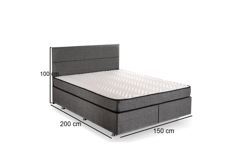 Dubbel Sängram & Sänggavel Argentu Grey - 150 x 200 x 38 cm - Möbler - Säng - Sängram & sängstomme