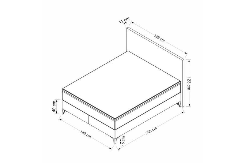 Dubbel Sängram & Sänggavel Badena Beige - 140 x 40 x 200 cm - Möbler - Säng - Dubbelsäng