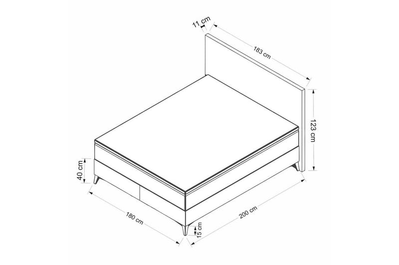 Dubbel Sängram & Sänggavel Badena Beige - 180 x 40 x 200 cm - Möbler - Säng - Dubbelsäng