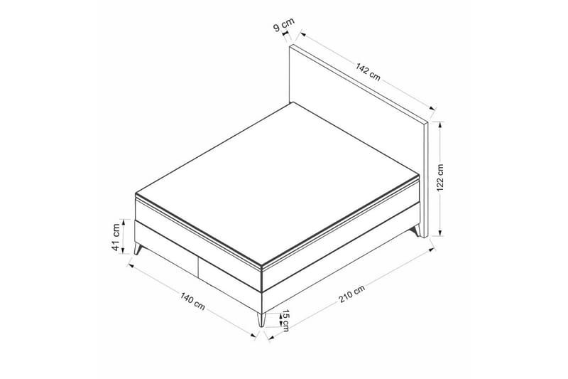 Dubbel Sängram & Sänggavel Mashli Grå - 140 x 41 x 200 cm - Möbler - Säng - Sängram & sängstomme