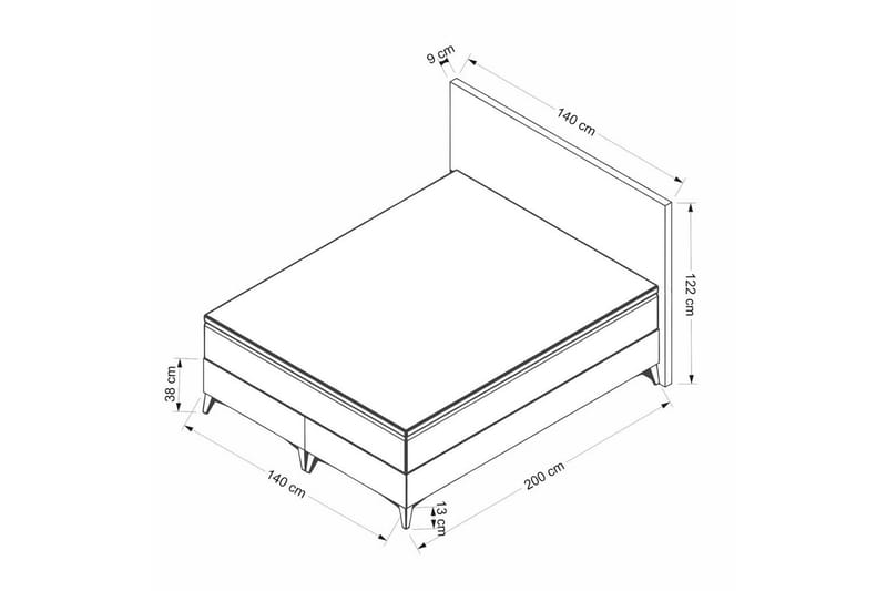 Dubbel Sängram & Sänggavel Matbar Mörkgrå - 140 x 38 x 200 cm - Möbler - Säng - Sängram & sängstomme