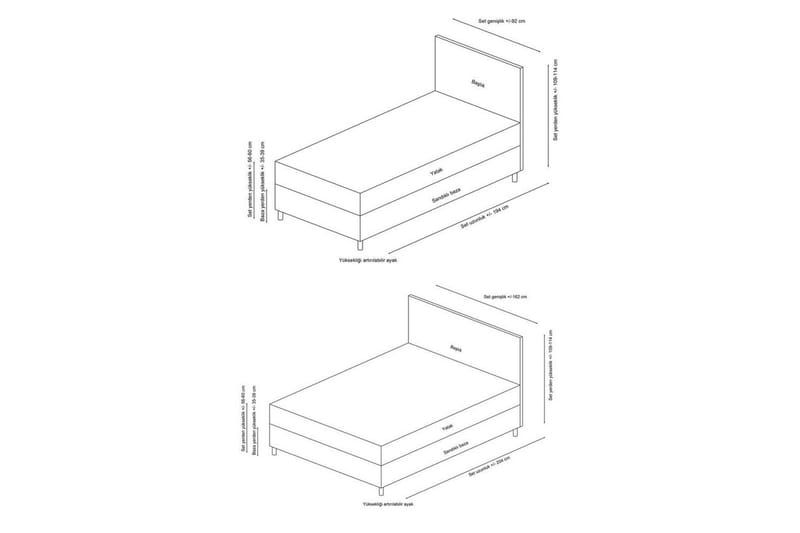 Dubbel Sängram & Sänggavel Sonyi Antracit - 160 x 110 x 200 cm - Möbler - Säng - Sängram & sängstomme