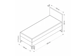 Dubbel Sängram & Sänggavel Springsure Mörkgrå - 120 x 41 x 200 cm - Möbler - Säng - Sängram & sängstomme