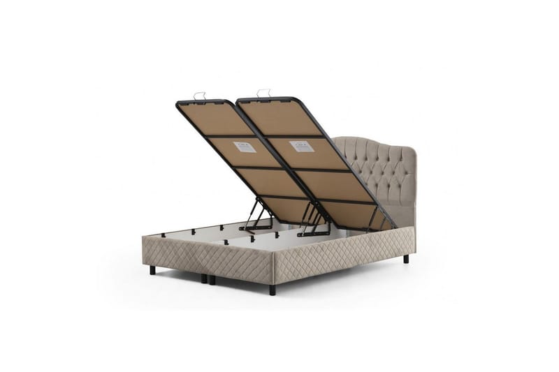 Dubbel Sängram & Sänggavel Subato Beige - 150 x 125 x 200 cm - Möbler - Säng - Sängram & sängstomme
