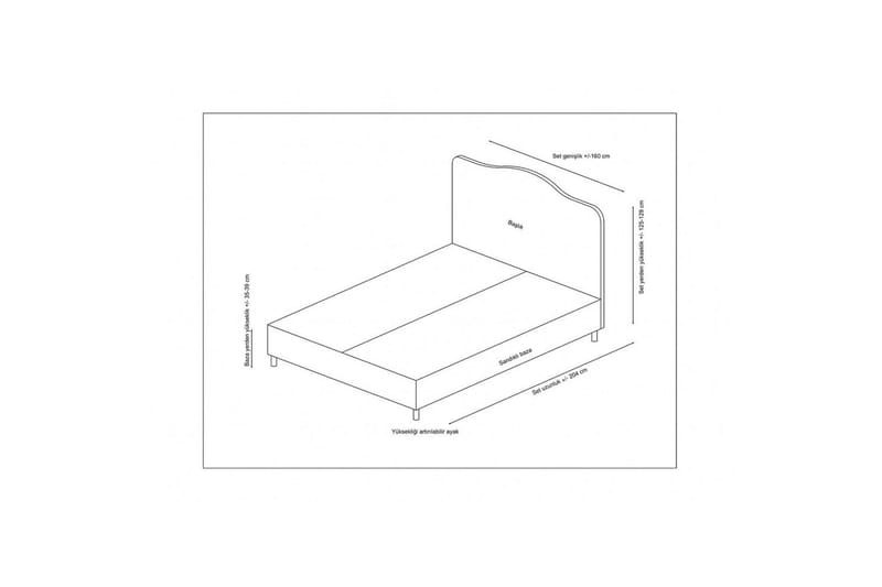 Dubbel Sängram & Sänggavel Subato Beige - 160 x 125 x 200 cm - Möbler - Säng - Sängram & sängstomme