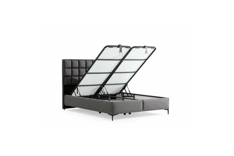 Dubbel Sängram & Sänggavel Sube Grå - 150 x 38 x 200 cm - Möbler - Säng - Sängram & sängstomme