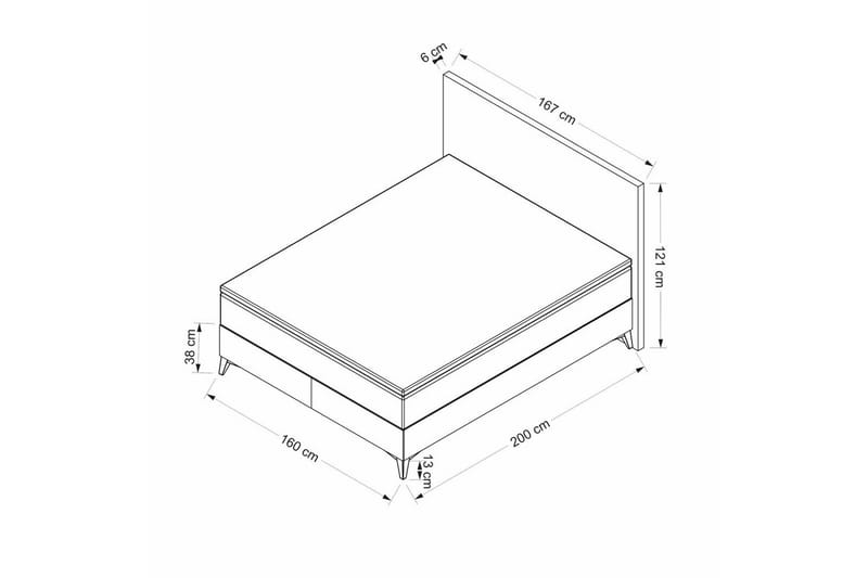 Dubbel Sängram & Sänggavel Sube Grå - 160 x 38 x 200 cm - Möbler - Säng - Sängram & sängstomme