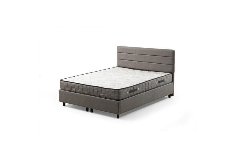 Dubbelmadrass, Bas & Huvudgavel Sonyi Set Ljusgrå, 160 x 114 x 200 cm