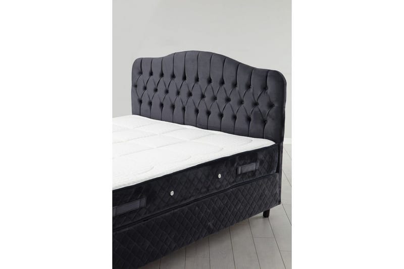 Dubbelmadrass, Bas & Huvudgavel Subato Set (140 x 125 x 200 cm) Antracit - Antracit - Möbler - Säng - Komplett sängpaket