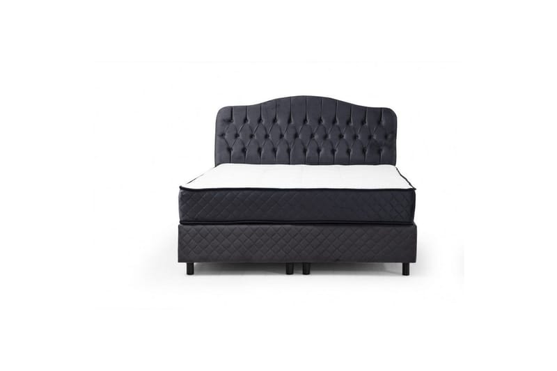 Dubbelmadrass, Bas & Huvudgavel Subato Set (140 x 125 x 200 cm) Antracit - Antracit - Möbler - Säng - Komplett sängpaket