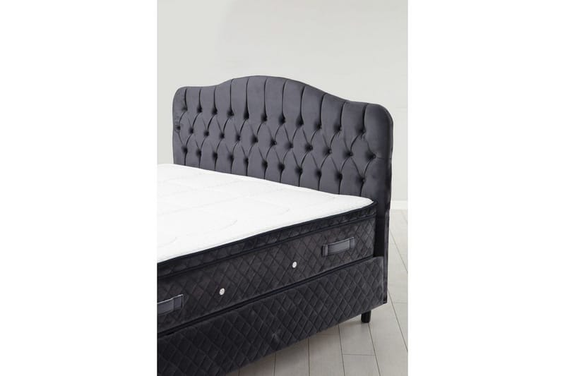 Dubbelmadrass, Bas & Huvudgavel Subato Set Antracit - 140 x 125 x 200 cm - Möbler - Säng - Komplett sängpaket