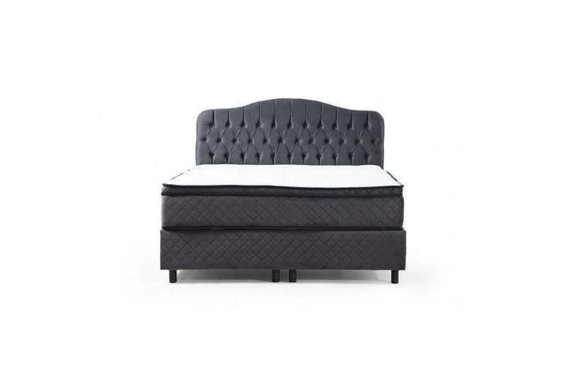 Dubbelmadrass, Bas & Huvudgavel Subato Set Antracit - 140 x 125 x 200 cm - Möbler - Säng - Komplett sängpaket