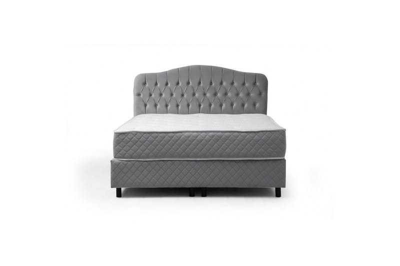 Dubbelmadrass, Bas & Huvudgavel Subato Set Grå - 150 x 125 x 200 cm - Möbler - Säng - Komplett sängpaket