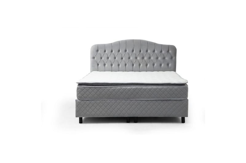 Dubbelmadrass, Bas & Huvudgavel Subato Set Grå - 160 x 125 x 200 cm - Möbler - Säng - Komplett sängpaket