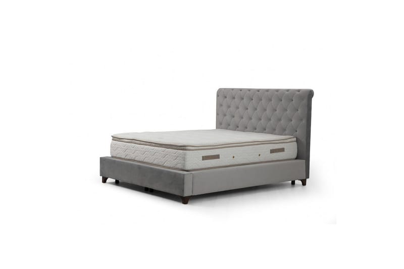 Dubbelmadrass, Bas & Huvudgavel Subra Set (160 x 200 cm) Grå - Grå - Möbler - Säng - Komplett sängpaket