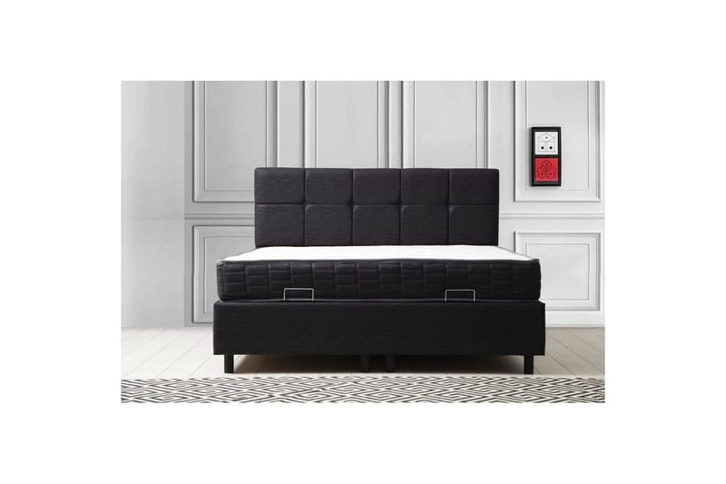 Dubbelmadrass, Bas & Huvudgavel Sudalmuni set antracit - 150 x 114 x 200 cm - Möbler - Säng - Komplett sängpaket
