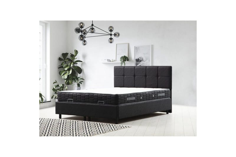 Dubbelmadrass, Bas & Huvudgavel Sudalmuni set antracit - 150 x 114 x 200 cm - Möbler - Säng - Komplett sängpaket