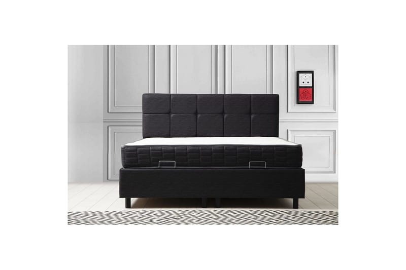 Dubbelmadrass, Bas & Huvudgavel Sudalmuni set antracit - 160 x 114 x 200 cm - Möbler - Säng - Komplett sängpaket