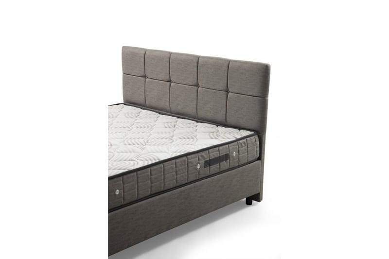 Dubbelmadrass, Bas & Huvudgavel Sudalmuni Set Ljusgrå - 150 x 107 x 204 cm - Möbler - Säng - Komplett sängpaket