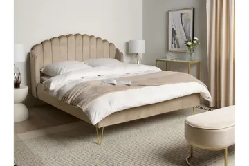 Dubbelsäng 160 x 200 cm sammet taupe AMBILLOU - Möbler - Säng - Sängram & sängstomme