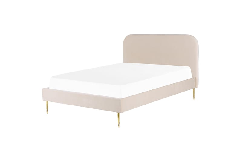 Dubbelsäng av sammet 140 x 200 Beige FLAYAT - Möbler - Säng - Sängram & sängstomme