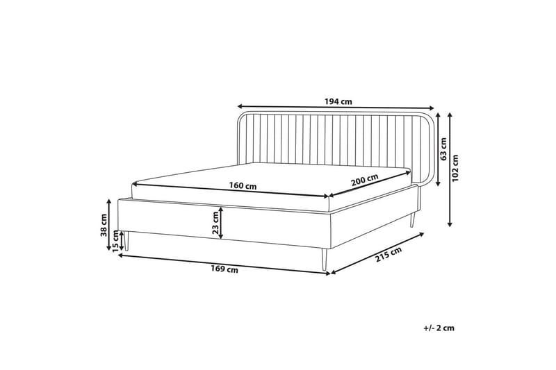 Dubbelsäng Brin med lamellram Beige-Svart, 160x200 cm - Beige-Svart, 160x200 cm - Möbler - Säng - Sängram & sängstomme