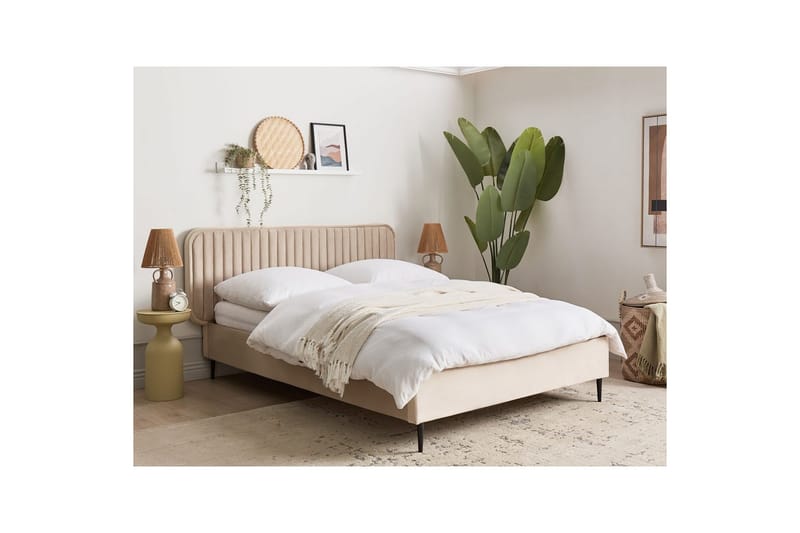 Dubbelsäng Brin med lamellram Taupe-Svart, 140x200 cm - Taupe-Svart, 140x200 cm - Möbler - Säng - Sängram & sängstomme