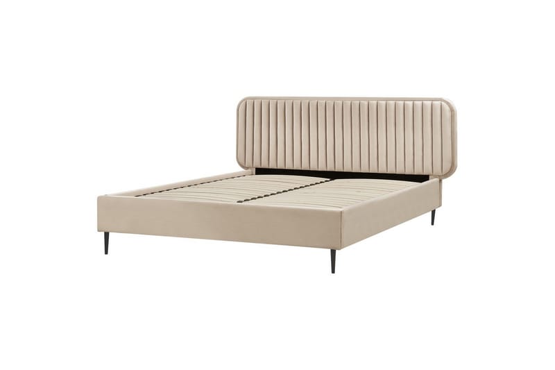 Dubbelsäng Brin med lamellram Taupe-Svart, 160x200 cm - Taupe-Svart, 160x200 cm - Möbler - Säng - Sängram & sängstomme