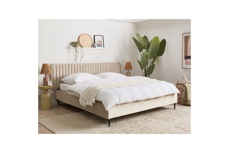 Dubbelsäng Brin med lamellram Taupe-Svart, 180x200 cm - Taupe-Svart, 180x200 cm - Möbler - Säng - Sängram & sängstomme