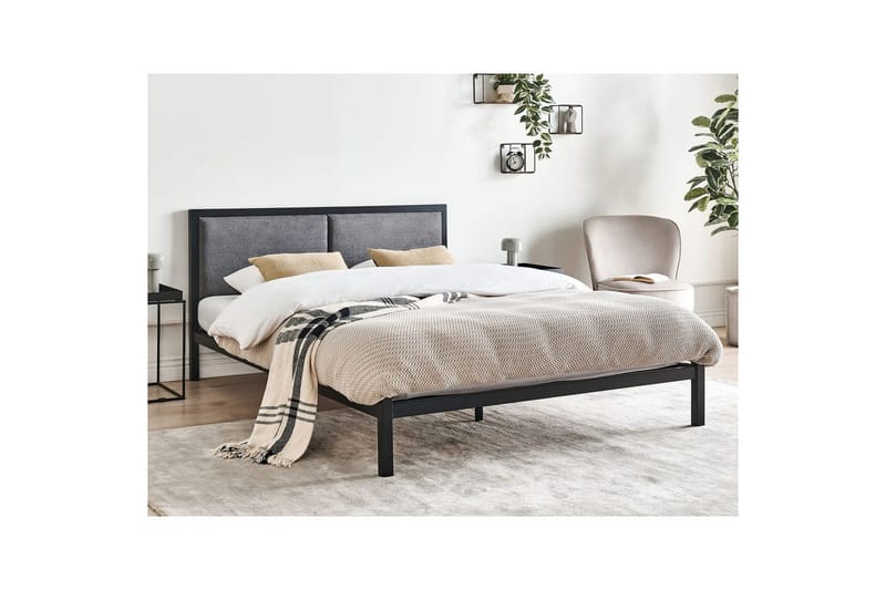 Dubbelsäng Clamart med lamellram Svart-Grå, 140x200 cm - Svart-Grå, 140x200 cm - Möbler - Säng - Dubbelsäng