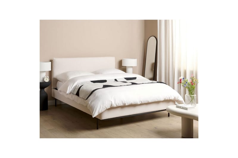 Dubbelsäng Corio med lamellram Beige-Svart, 140x200 cm - Beige-Svart, 140x200 cm - Möbler - Säng - Ramsäng