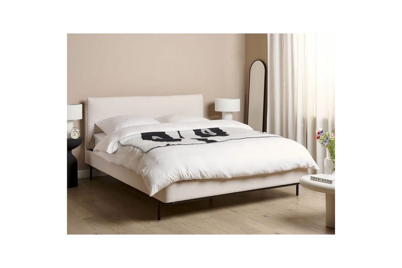 Dubbelsäng Corio med lamellram Beige-Svart, 160x200 cm - Beige-Svart, 160x200 cm - Möbler - Säng - Ramsäng