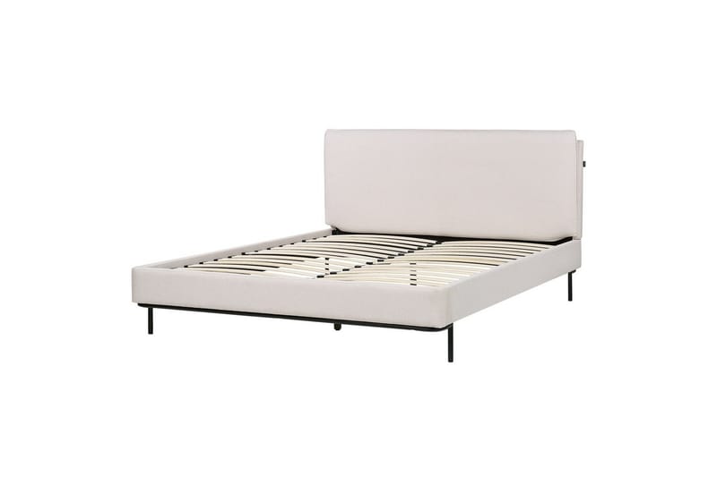 Dubbelsäng Corio med lamellram Beige-Svart, 160x200 cm - Beige-Svart, 160x200 cm - Möbler - Säng - Ramsäng