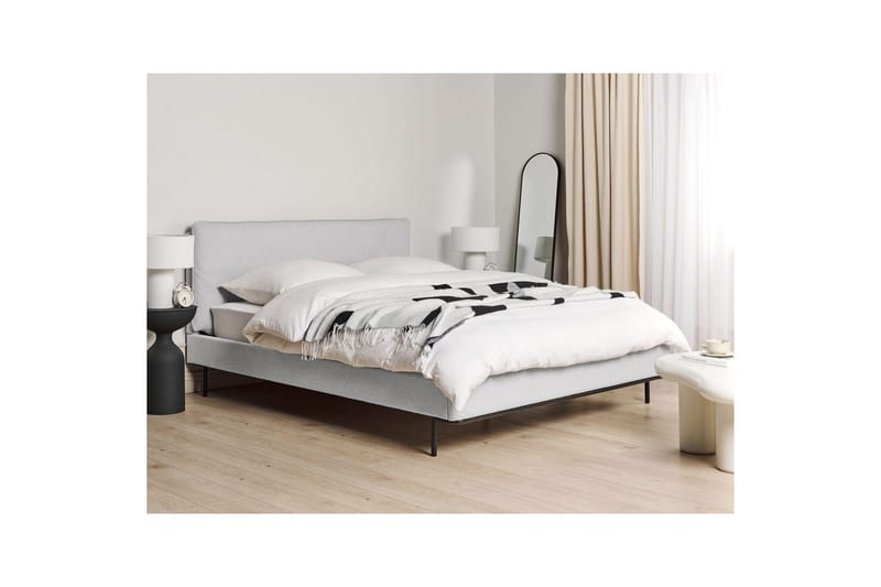 Dubbelsäng Corio med lamellram Grå-Svart, 160x200 cm - Grå-Svart, 160x200 cm - Möbler - Säng - Sängram & sängstomme